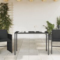 Tuintafel met glazen blad 115x54x74 cm poly rattan zwart 8721012236462 3