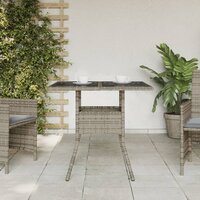 Tuintafel met glazen blad 80x80x75 cm poly rattan grijs 8721012264489 3