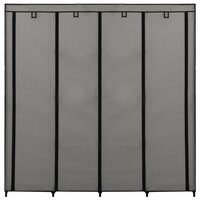 Kledingkast met 4 vakken 175x45x170 cm grijs 8719883564920 4