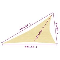 Zonnezeil 160 g/m&sup2; 3x4x5 m HDPE beige 8720286097090 6