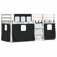 Stapelbed met gordijnen 75x190 cm grenenhout wit en zwart 8721102689536 2