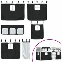 Stapelbed met gordijnen 75x190 cm grenenhout wit en zwart 8721102689536 10