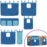 Stapelbed met gordijnen 75x190 cm massief grenenhout blauw 8721102689666 10
