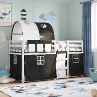 Stapelbed met gordijnen 75x190 cm grenenhout wit en zwart 8721102690433 3