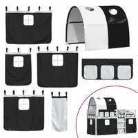 Stapelbed met gordijnen 75x190 cm grenenhout wit en zwart 8721102690433 10