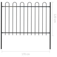 Tuinhek met ronde bovenkant 1,7 m staal zwart 8719883586984 5