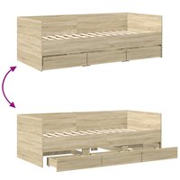 Slaapbank met lades 75x190 cm bewerkt hout sonoma eikenkleurig 8721102624872 8