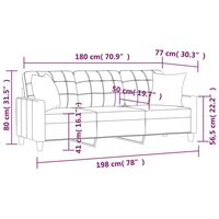 Driezitsbank met sierkussens 180 cm kunstleer grijs 8721012057777 8
