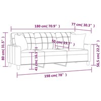 Driezitsbank met sierkussens 180 cm kunstleer wijnrood 8721012057784 8