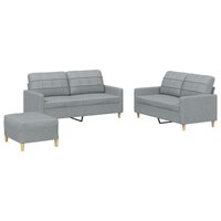 3-delige Loungeset met kussens stof lichtgrijs 8721012062498 2