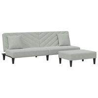 2-delige Loungeset met kussens fluweel lichtgrijs 8721012453647 2