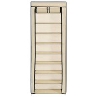 Schoenenkast met hoes 57x29x162 cm stof cr&egrave;me 8719883564753 2