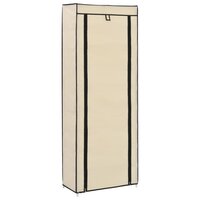 Schoenenkast met hoes 57x29x162 cm stof cr&egrave;me 8719883564753 3