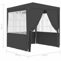 Partytent met wanden professioneel 90 g/m&sup2; 2,5x2,5 m antraciet 8719883767765 8