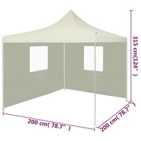 Partytent met 2 zijwanden inklapbaar 2x2 m staal cr&egrave;me 8719883800332 9