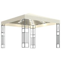 Prieel met LED-lichtslinger 3x3 m stof cr&egrave;mekleurig 8720286365908 2