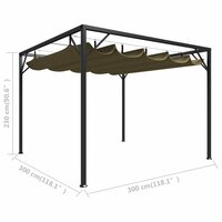 Tuinprieel met uittrekbaar dak 180 g/m&sup2; 3x3 m taupe 8720286106402 8