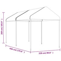 Prieel met dak 4,46x2,28x2,69 m polyetheen wit 8720845751616 5