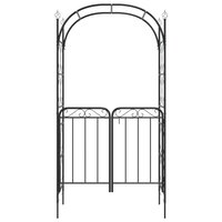 Tuinboog met poort 108x45x235 cm staal zwart 8720845670382 3