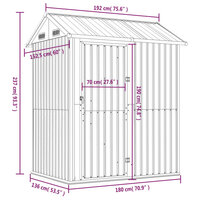 Tuinschuur 192x152,5x237 cm gegalvaniseerd staal bruin 8720845888916 9