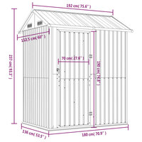 Tuinschuur 192x152,5x237 cm gegalvaniseerd staal lichtbruin 8720845888923 9