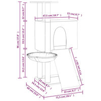 Kattenmeubel met sisal krabpalen 96 cm lichtgrijs 7