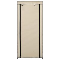 Schoenenkast met hoes 58x28x106 cm stof cr&egrave;me 3