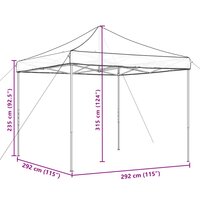 Partytent inklapbaar pop-up 292x292x315 cm bordeauxrood 9