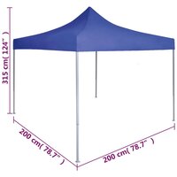 Partytent professioneel inklapbaar 2x2 m staal blauw 9