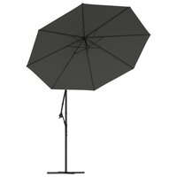 Zweefparasol met LED-verlichting stalen paal 300 cm antraciet 5