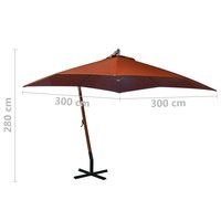 Zweefparasol met paal 3x3 m massief vurenhout terracotta 8