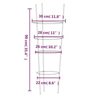 Plantensteunen 5 st met 4 ringen 90 cm staal groen 8
