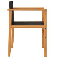 Tuinstoelen 2 st poly rattan en massief hout zwart 6