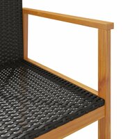 Tuinstoelen 2 st poly rattan en massief hout zwart 9