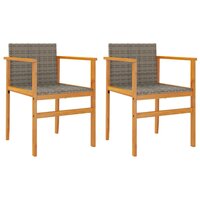 Tuinstoelen 2 st poly rattan en massief hout grijs 2