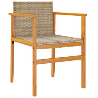 Tuinstoelen 2 st poly rattan en massief hout beige 4