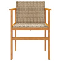 Tuinstoelen 2 st poly rattan en massief hout beige 5