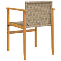Tuinstoelen 2 st poly rattan en massief hout beige 7