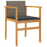 Tuinstoelen 2 st met kussens poly rattan en massief hout grijs 4