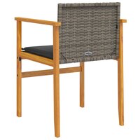 Tuinstoelen 2 st met kussens poly rattan en massief hout grijs 7