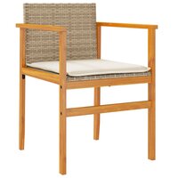 Tuinstoelen 2 st met kussens poly rattan en massief hout beige 4