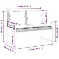 Tuinbankje met kussen poly rattan en acaciahout gemengd beige 10