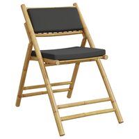 Bistroset 2 st inklapbaar met kussens bamboe donkergrijs 4