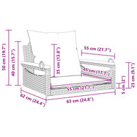 Schommelbank met kussens 63x62x40 cm poly rattan beige 9