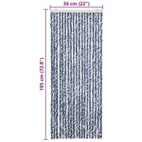 Vliegengordijn 56x185 cm chenille blauw, wit en zilver 7