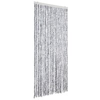 Vliegengordijn 90x220 cm chenille wit en grijs 2