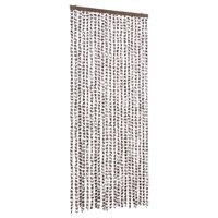 Vliegengordijn 90x220 cm chenille taupe en wit 2