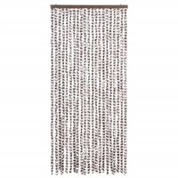 Vliegengordijn 90x220 cm chenille taupe en wit 3