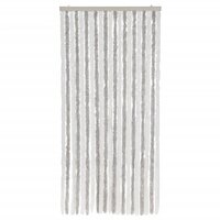 Vliegengordijn 90x220 cm chenille lichtgrijs en wit 3