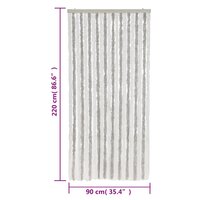 Vliegengordijn 90x220 cm chenille lichtgrijs en wit 7